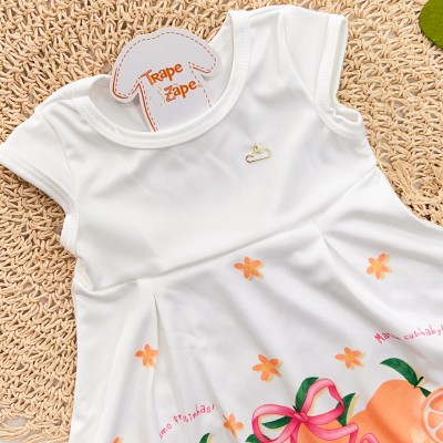 Vestido Tangerinas com Lacinhos - Branco Perolado